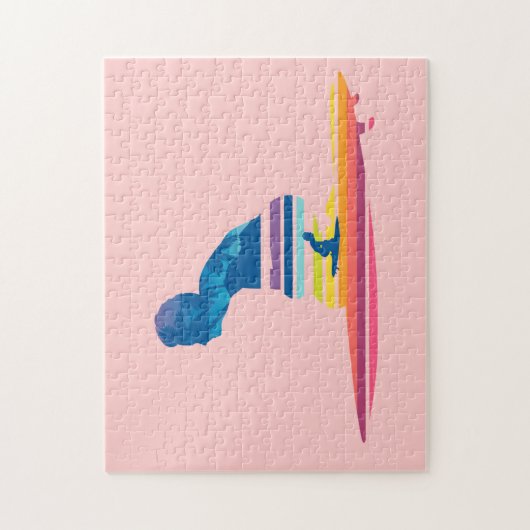 Regenboogtropische golven die man surfen legpuzzel (Verticaal)