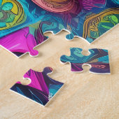 Regenboogtuin Neon Psychedelisch Legpuzzel (Zijkant)