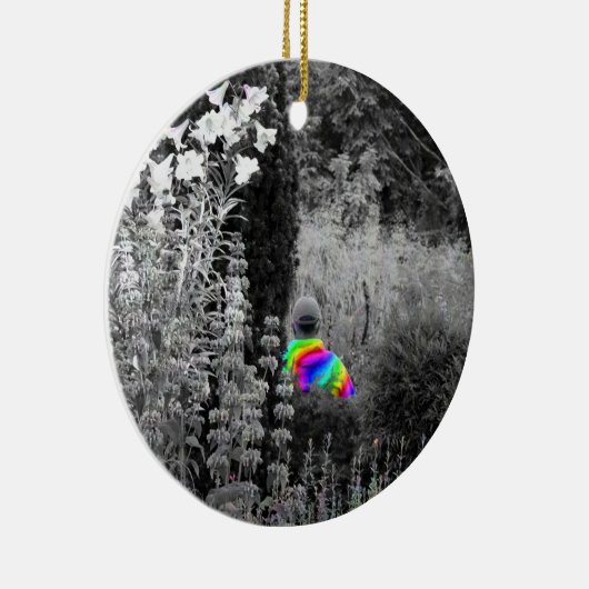 Regenboogtuinbezoeker kerstversiering keramisch ornament (Rechts)