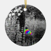 Regenboogtuinbezoeker kerstversiering