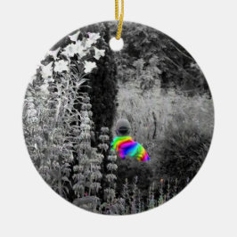 Regenboogtuinbezoeker kerstversiering keramisch ornament