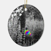 Regenboogtuinbezoeker kerstversiering keramisch ornament (Links)