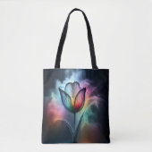 Regenboogtulp met regendruppels tote bag (Voorkant)