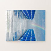 regenbooguiteinde op natte pier legpuzzel (Horizontaal)