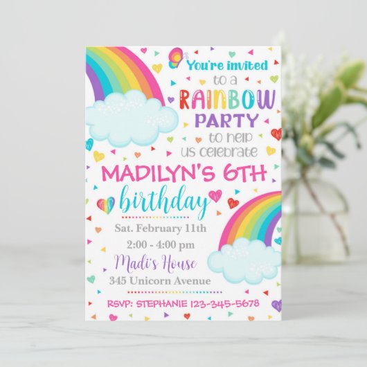 Regenbooguitnodiging | Uitnodiging regenboogdag (Staand voorkant)