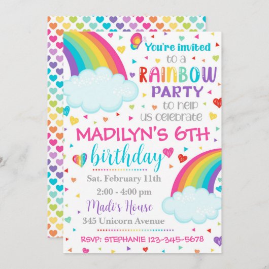 Regenbooguitnodiging | Uitnodiging regenboogdag (Voorkant / Achterkant)