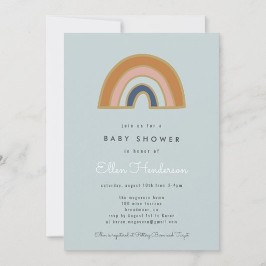 regenbooguitnodiging voor Baby shower Save The Date (Voorkant)
