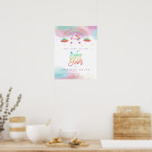 regenboogunicorn - baby shower - welkomstteken poster (Keuken)