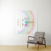 Regenboogunicorn-verjaardagsachtergrond Wandkleed (In Situ (horizontaal))