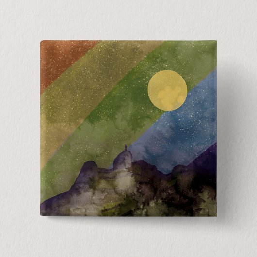 Regenbooguniversum Vierkante Button 5,1 Cm (Voorkant)