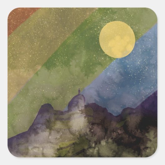 Regenbooguniversum Vierkante Sticker (Voorkant)