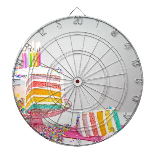 regenboogvanger Birthday Cake Dartbord (Voorkant)
