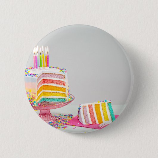 regenboogvanger Birthday Cake Ronde Button 5,7 Cm (Voorkant)