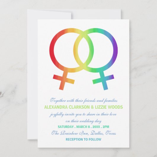 regenboogvenussymbool | Lesbische bruiloft Kaart (Voorkant)