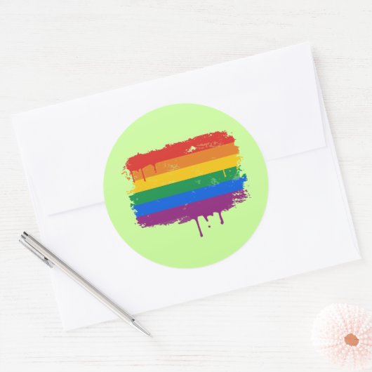 Regenboogverf Ronde Sticker (Envelop)