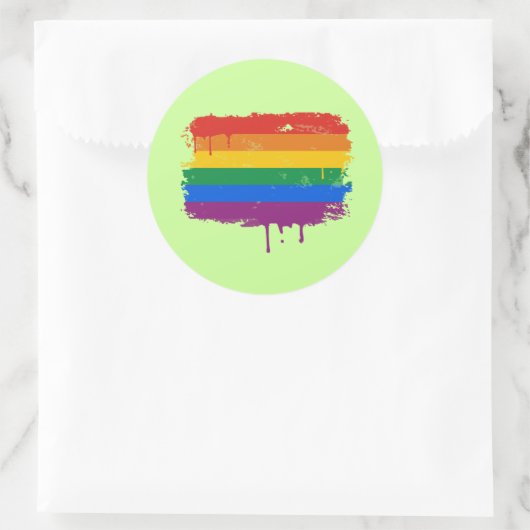 Regenboogverf Ronde Sticker (Tas)