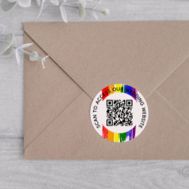 Regenboogverf - Slagen Weddenschap QR-code Ronde Sticker