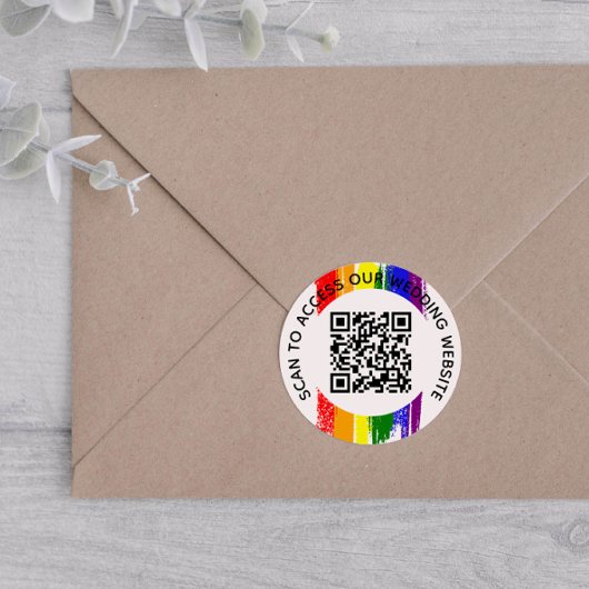 Regenboogverf - Slagen Weddenschap QR-code Ronde Sticker