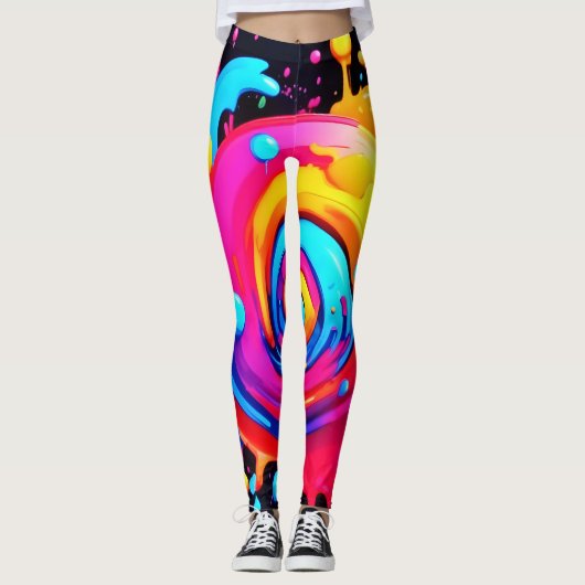 regenboogverfsplash leggings (Voorkant)