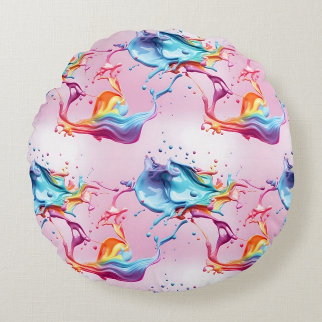 regenboogverfsplash rond kussen (Voorkant)