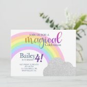 regenboogverjaardag, regenboog, verjaardagsuitnodi (Staand voorkant)