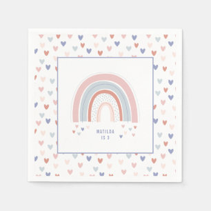 Regenboogverjaardagsfeest decor in roze paars + bl servet