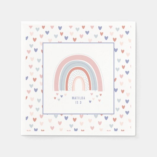 Regenboogverjaardagsfeest decor in roze paars + bl servet (Voorkant)