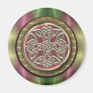 Regenboogverlichting Gold Stone Celtic Shield Knot Magneet