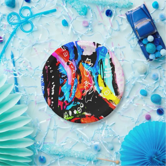 Regenboogvermengd Papieren Bordje (Feest)