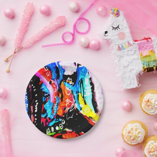 Regenboogvermengd Papieren Bordje (Feest)