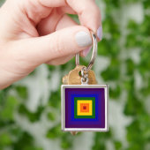 Regenboogvierkant Sleutelhanger (Hand)