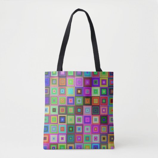 regenboogvierkanten canvas tas (Voorkant)
