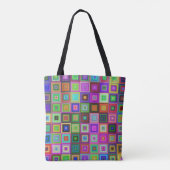 regenboogvierkanten canvas tas (Achterkant)