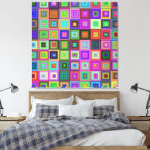 regenboogvierkanten omwikkeld canvas (Insitu (Slaapkamer))