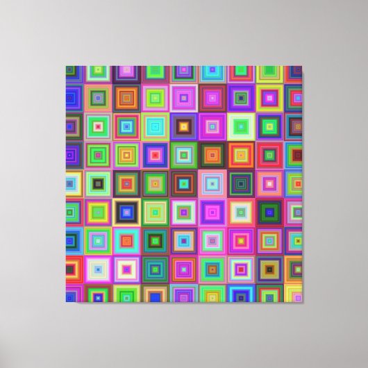 regenboogvierkanten omwikkeld canvas afdruk (Voorkant)