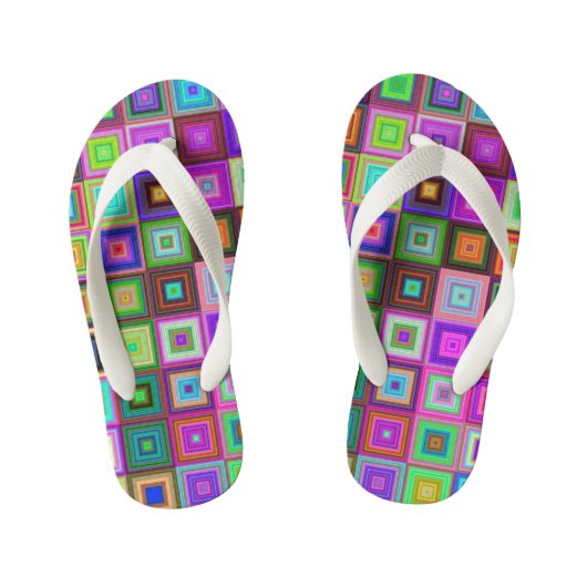regenboogvierkantjes kinder teenslippers (Voetbed)