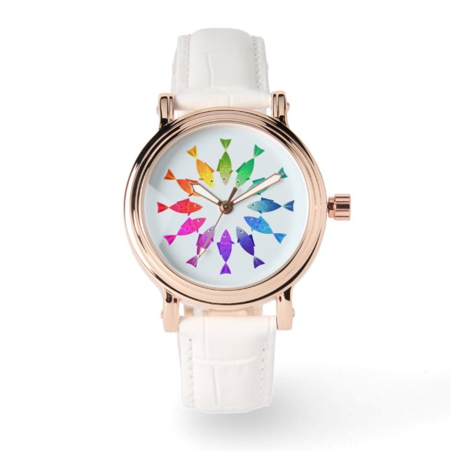 Regenboogvis in de oceaan schattig kleurrijk patro horloge (Voorkant)