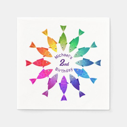 Regenboogvis in oceaan schattig kleurrijk patroon servet (Voorkant)