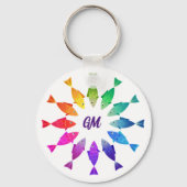 Regenboogvis in oceaan schattig kleurrijk patroon sleutelhanger (Voorkant)