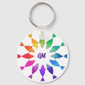 Regenboogvis in oceaan schattig kleurrijk patroon sleutelhanger (Achterkant)
