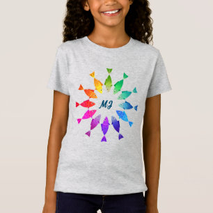 Regenboogvis in oceaan schattig kleurrijk patroon t-shirt