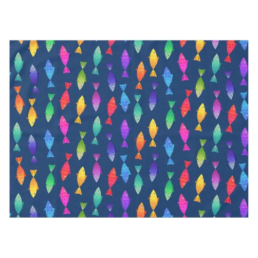 Regenboogvis in oceaan schattig kleurrijk patroon tafelkleed (Voorkant (Horizontaal))