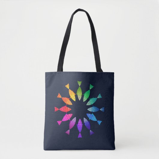 Regenboogvis in oceaan schattig kleurrijk patroon tote bag (Voorkant)