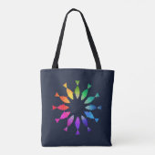 Regenboogvis in oceaan schattig kleurrijk patroon tote bag (Achterkant)