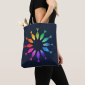 Regenboogvis in oceaan schattig kleurrijk patroon tote bag (Dichtbij)