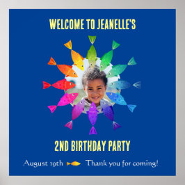 Regenboogvis in oceaan schattig welkom poster