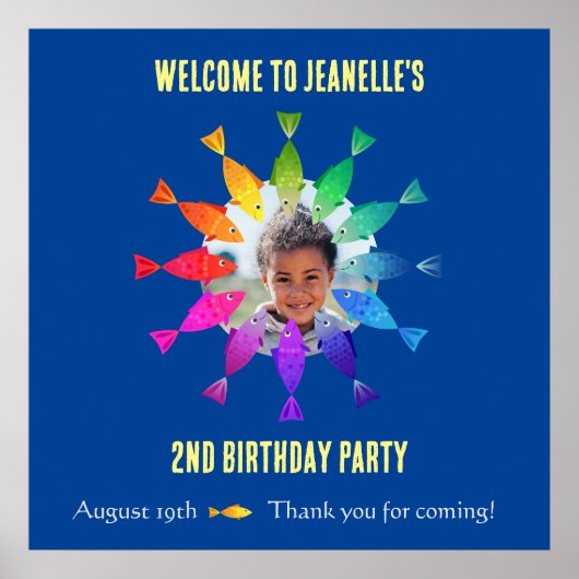 Regenboogvis in oceaan schattig welkom poster (Voorkant)