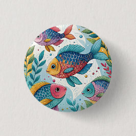 Regenboogvis onder water ronde button 3,2 cm