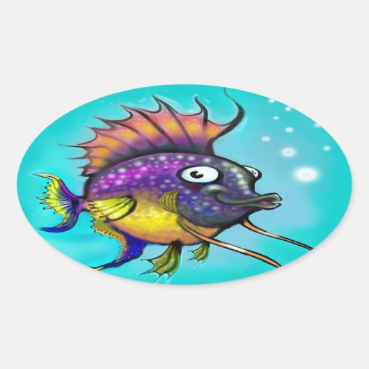 Regenboogvis Ovale Sticker (Voorkant)