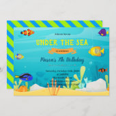 Regenboogvis verjaardag thema uitnodiging (Voorkant / Achterkant)